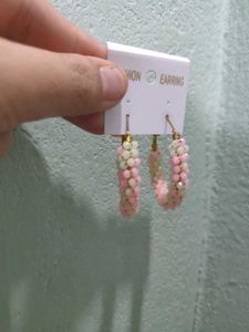 Elegant Leaf Design  and pink earring