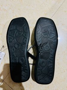 Stylish black sparkle wedges