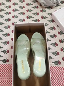Mint Green Clear Strap Flats