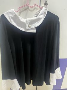 Chic Black & White Collar Top