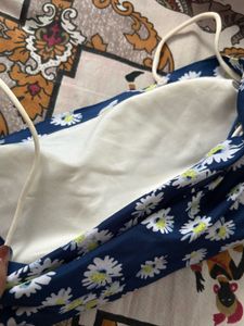 Blue Daisy Print Tube Top