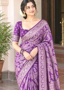 Elegant Purple Banarasi Silk Saree