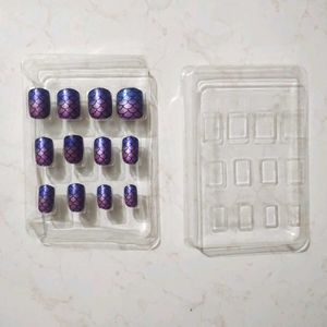 Purple Ombre Fish Scale Press-On Nails