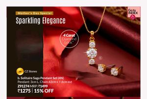 Gold Tone Necklace with CZ Pendant