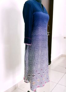 Blue Patterned Kurti Dress