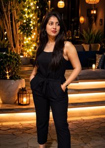 Elegant Black Jumpsuit with Tie Waist