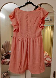 Peach V-Neck Mini Dress