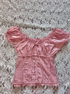 Chic Pink Smocked Off-Shoulder Top
