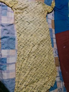 Yellow Zigzag Print Cotton Kurta