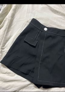 Chic Black Skort with White Stitching