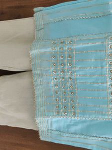 Sky Blue Kurta Set with Embellishments💙✨🎆