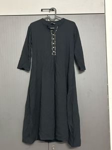Elegant Black Kurta with Embellished Neckline