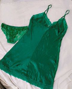 Emerald Green Satin Lace Nightie