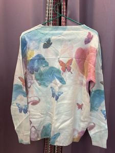 Butterfly Print Knit Sweater