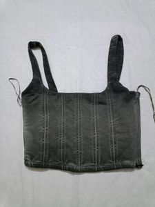 ZARA Stylish Grey Corset Top