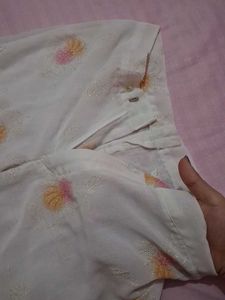 White Embroidered Flared Pants