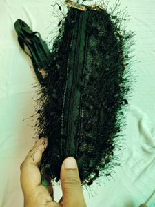 Black Fur Sling Bag