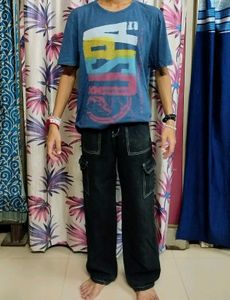 US POLO ASSN BLUE GRAPHIC PRINT T-SHIRT