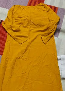 Yellow Kurta Set with Camel Print Jacket