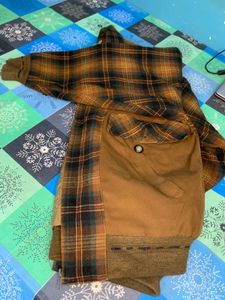Vintage Plaid &amp; Suede Bomber Jacket