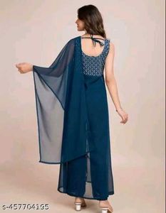 Elegant Teal Kurta with Embellished Top