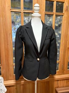 Classic Black Blazer with Puff Sleeves