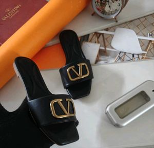 Valentino Garavani Black Leather Slides