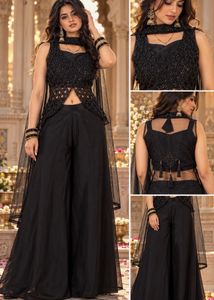 black trendy cutout plazzo set