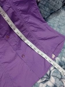Purple Short Sleeve Button-Up Shirt