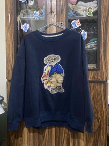 Cute Bear Graphic Navy oversized Sweatshirt