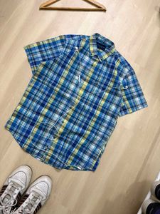 Blue Plaid Short Sleeve Shirt