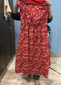 Red Floral Midi Dress
