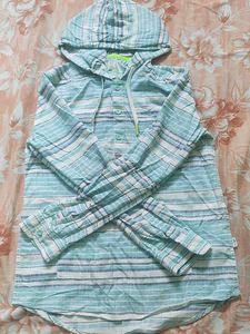 Striped Hooded Tunic Shirt