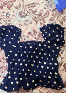 Cute Navy Heart Print Co-ord Set