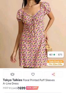 Floral Print Puff Sleeve Dress size- S