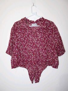 Floral Print Tie-Front Cropped Shirt