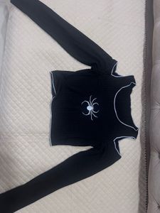 Black Spider Web Crop Top