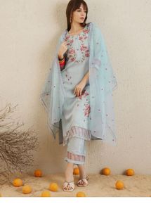 Embroidered Kurta Set with Dupatta
