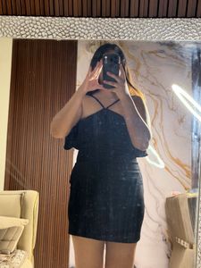 Chic Black Ruffle Mini Dress