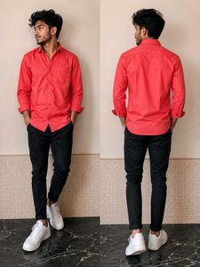 🔥 Stylish Red Full Sleeve Men's Casual Shirt | Si