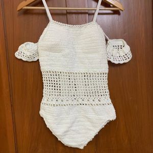 Crochet Cold Shoulder Swimsuit