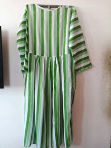 Green &amp; White Striped Kaftan