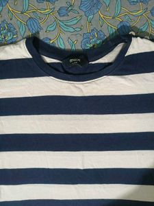 MAX Navy and White Striped T-Shirt