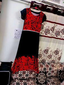 Red &amp; Black Floral Dress/Kurti