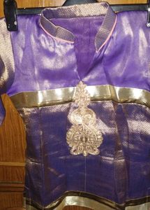 Designer Purple &amp; Gold Brocade lehenga
