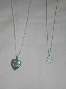 Heart Locket & Clover Necklace Set