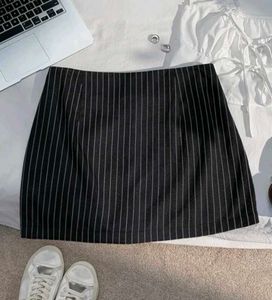 Pinstripe Wrap Mini Skirt