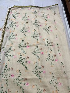 White Cotton Saree With Floral Prints
