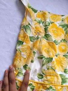 Vibrant Yellow Floral Summer Dress