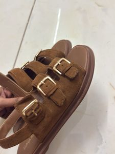 WESTSIDE- Brown Buckled Strap Sandals